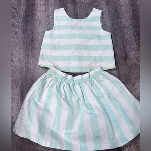 Janie and Jack Mint and White Striped Two-Piece Set